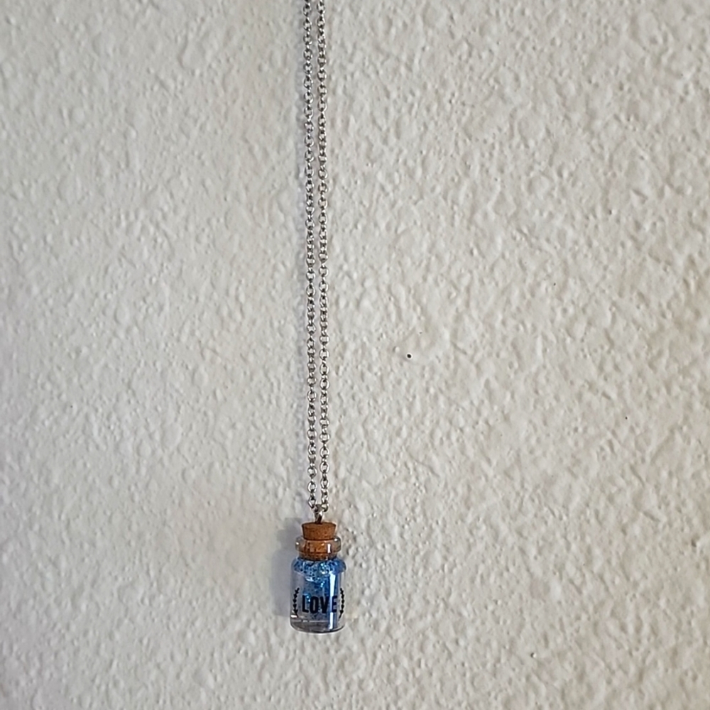 Handmade "love" jar necklace